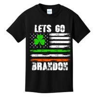 Lets Go Brandon St Patrick's Day Distressed America USA Flag Clover Kids T-Shirt
