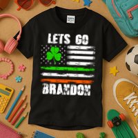 Lets Go Brandon St Patrick's Day Distressed America USA Flag Clover Kids T-Shirt