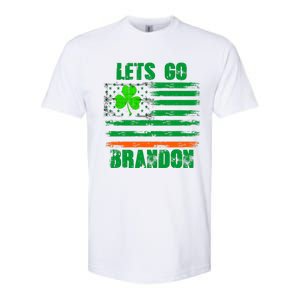 Lets Go Brandon St Patrick's Day Distressed America USA Flag Clover Softstyle CVC T-Shirt