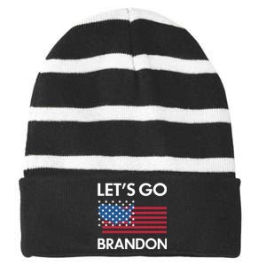 LETS GO BRANDON Striped Beanie with Solid Band