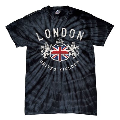 London Great Britain Vintage Crown Flag Tie-Dye T-Shirt