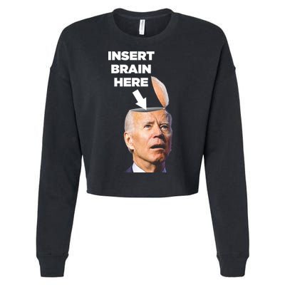Let's Go Brandon Insert Brain Here Cropped Pullover Crew