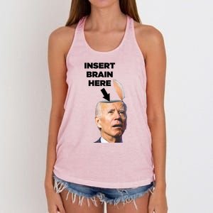 Let's Go Brandon Insert Brain Here Women's Knotted Racerback Tank