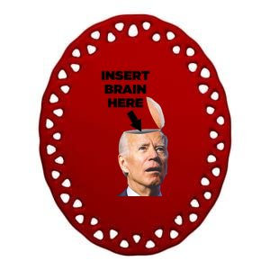 Let's Go Brandon Insert Brain Here Ceramic Oval Ornament