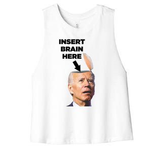 Let's Go Brandon Insert Brain Here Women's Racerback Cropped Tank