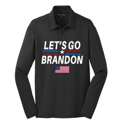 Lets Go Brandon Machado Stars And Strips LGB Silk Touch Performance Long Sleeve Polo