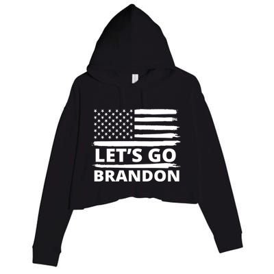 Let's Go Brandon American Flag Crop Fleece Hoodie