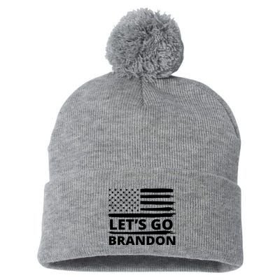 Let's Go Brandon American Flag Pom Pom 12in Knit Beanie