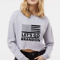 Let's Go Brandon American Flag Cropped Pullover Crew