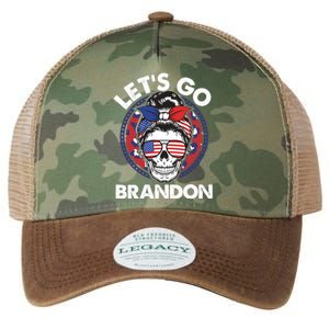 Let's Go Brandon American Flag Hairbun Skull Legacy Tie Dye Trucker Hat