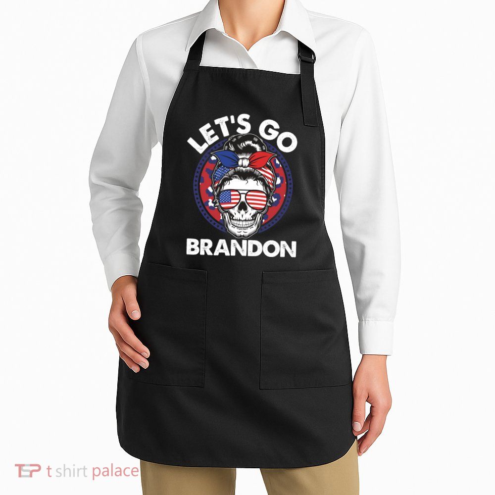Let's Go Brandon American Flag Hairbun Skull Apron