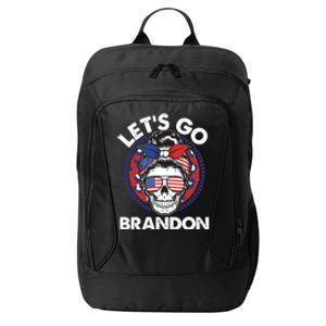 Let's Go Brandon American Flag Hairbun Skull City Backpack