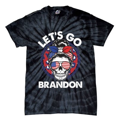 Let's Go Brandon American Flag Hairbun Skull Tie-Dye T-Shirt