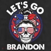 Let's Go Brandon American Flag Hairbun Skull Trucker Hat