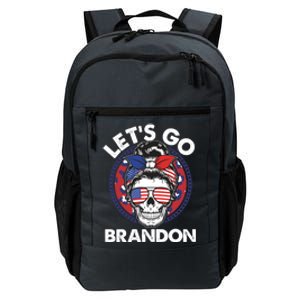 Let's Go Brandon American Flag Hairbun Skull Daily Commute Backpack