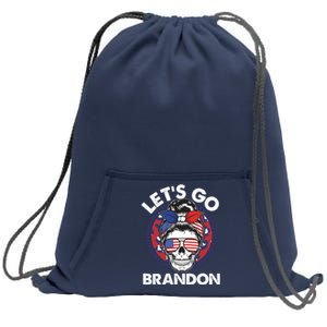 Let's Go Brandon American Flag Hairbun Skull Sweatshirt Cinch Pack Bag