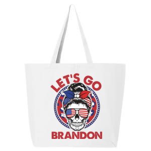 Let's Go Brandon American Flag Hairbun Skull 25L Jumbo Tote