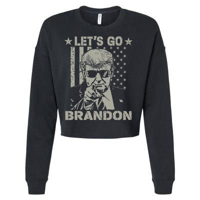 Lets Go Braden Brandon US Flag Funny Trendy Sarcastic Cropped Pullover Crew