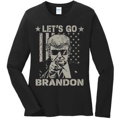 Lets Go Braden Brandon US Flag Funny Trendy Sarcastic Ladies Long Sleeve Shirt
