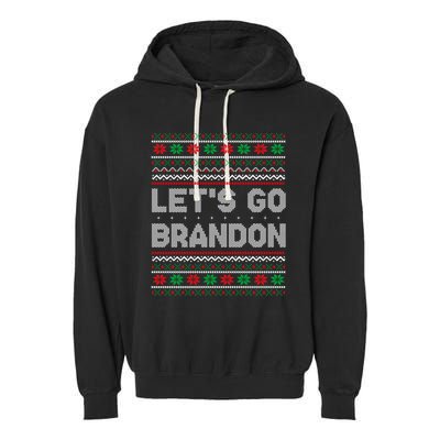 Let's Go Brandon Anti Biden Chant TRUMP 2024 Ugly Christmas Garment-Dyed Fleece Hoodie