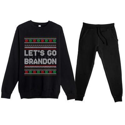 Let's Go Brandon Anti Biden Chant TRUMP 2024 Ugly Christmas Premium Crewneck Sweatsuit Set