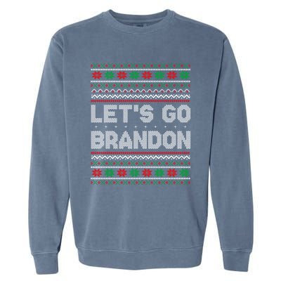 Let's Go Brandon Anti Biden Chant TRUMP 2024 Ugly Christmas Garment-Dyed Sweatshirt