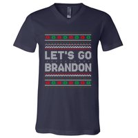 Let's Go Brandon Anti Biden Chant TRUMP 2024 Ugly Christmas V-Neck T-Shirt