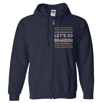 Let's Go Brandon Anti Biden Chant TRUMP 2024 Ugly Christmas Full Zip Hoodie