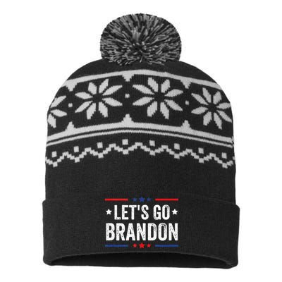 Lets Go Brandon Anti Liberal Us Flag USA-Made Snowflake Beanie