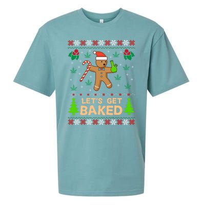 Lets Get Baked Ugly - Weed Christmas Gift Xmas Sueded Cloud Jersey T-Shirt