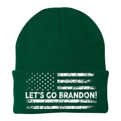 Lets Go Brandon Joe Biden Chant Impeach Biden USA Flag Knit Cap Winter Beanie