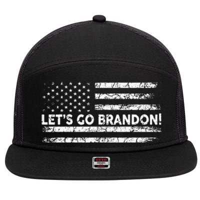 Lets Go Brandon Joe Biden Chant Impeach Biden USA Flag 7 Panel Mesh Trucker Snapback Hat