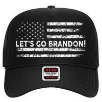 Lets Go Brandon Joe Biden Chant Impeach Biden USA Flag High Crown Mesh Back Trucker Hat