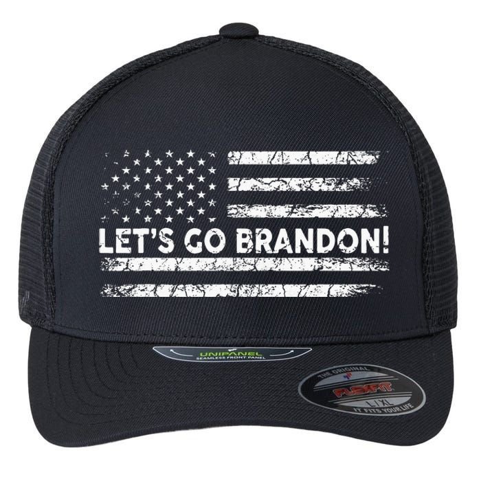 Lets Go Brandon Joe Biden Chant Impeach Biden USA Flag Flexfit Unipanel Trucker Cap