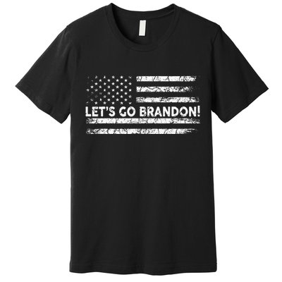 Lets Go Brandon Joe Biden Chant Impeach Biden USA Flag Premium T-Shirt