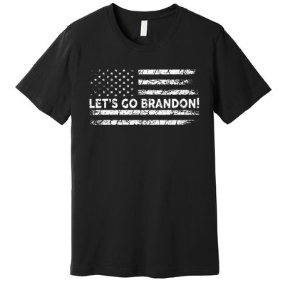 Lets Go Brandon Joe Biden Chant Impeach Biden USA Flag Premium T-Shirt