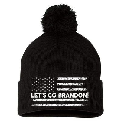 Lets Go Brandon Joe Biden Chant Impeach Biden USA Flag Pom Pom 12in Knit Beanie