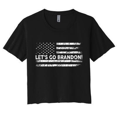 Lets Go Brandon Joe Biden Chant Impeach Biden USA Flag Crop Top