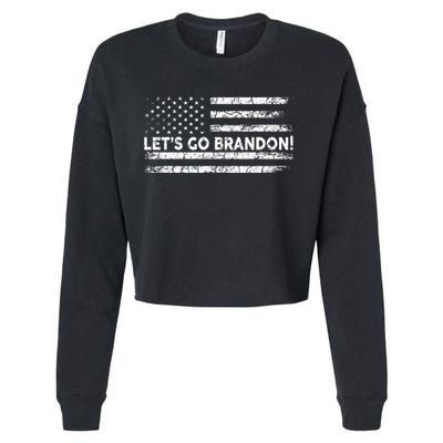 Lets Go Brandon Joe Biden Chant Impeach Biden USA Flag Cropped Pullover Crew