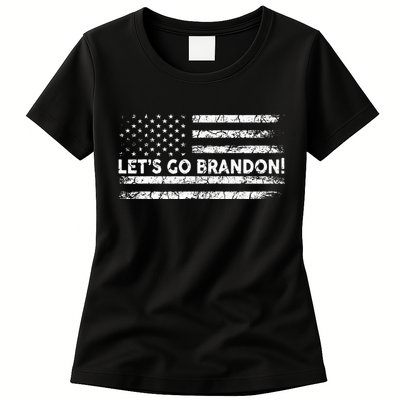 Lets Go Brandon Joe Biden Chant Impeach Biden USA Flag Womens T-Shirt