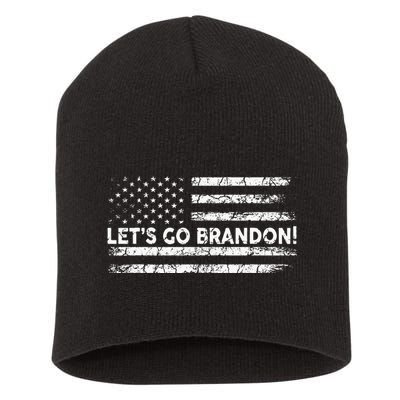 Lets Go Brandon Joe Biden Chant Impeach Biden USA Flag Short Acrylic Beanie