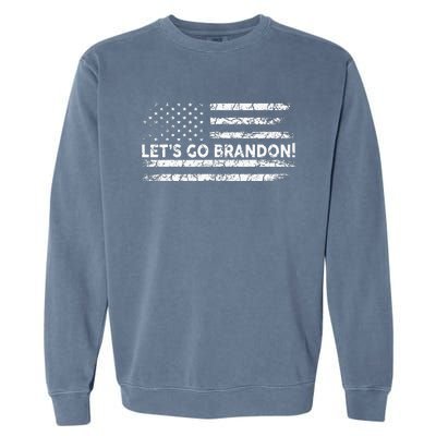 Lets Go Brandon Joe Biden Chant Impeach Biden USA Flag Garment-Dyed Sweatshirt