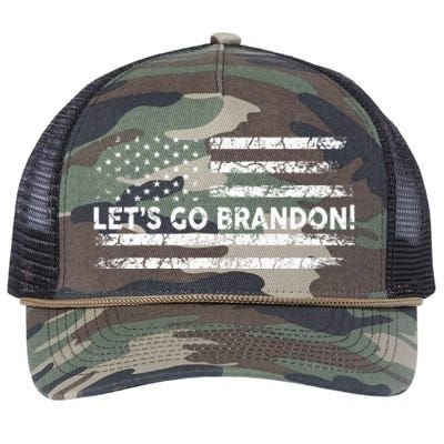 Lets Go Brandon Joe Biden Chant Impeach Biden USA Flag Retro Rope Trucker Hat Cap