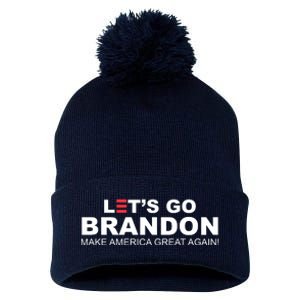 Let's Go Brandon Make American Great Again Pom Pom 12in Knit Beanie