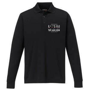 Lets Go Brandon Tee Funny Trendy Sarcastic Lets Go Brandon Performance Long Sleeve Polo