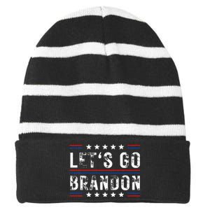 Lets Go Brandon Tee Funny Trendy Sarcastic Lets Go Brandon Striped Beanie with Solid Band