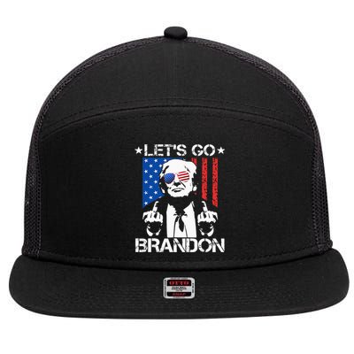 Lets Go Brandon Trump Middle Finger Flag 7 Panel Mesh Trucker Snapback Hat