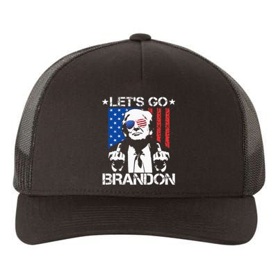 Lets Go Brandon Trump Middle Finger Flag Yupoong Adult 5-Panel Trucker Hat