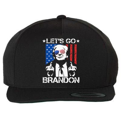 Lets Go Brandon Trump Middle Finger Flag Wool Snapback Cap