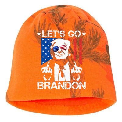 Lets Go Brandon Trump Middle Finger Flag Kati - Camo Knit Beanie